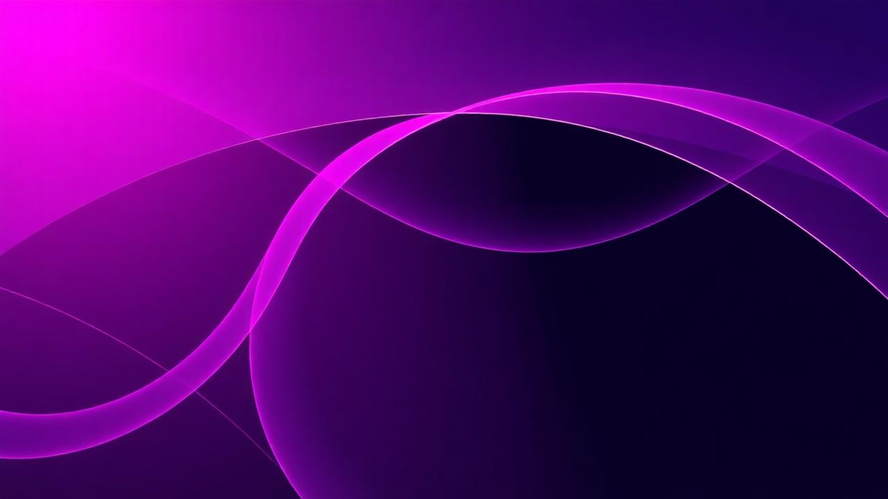 Abstract curved purple light ribbons on a deep violet background.